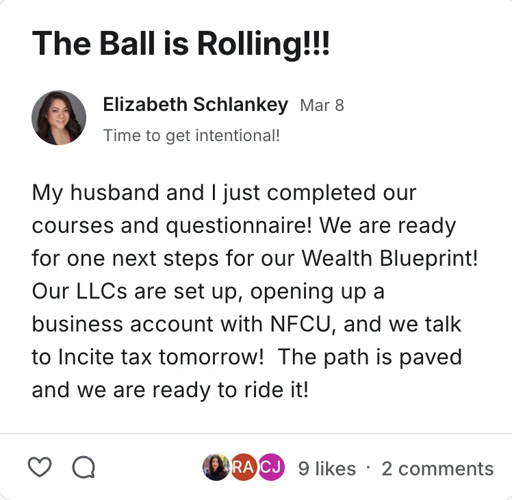 Post by Elizabeth Schlankey in the Legacy Wealth Blueprint community on Circle, March 2026