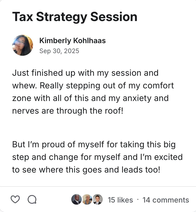 Post by Kimberly Kohlhaas in the Legacy Wealth Blueprint community on Circle, September 2025