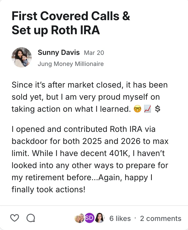 Post by Sunny Davis in the Legacy Wealth Blueprint community on Circle, March 2026